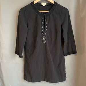 Authentic Old Navy - Long Sleeve Black Top- Beading Detail - 100% Cotton - SizeS